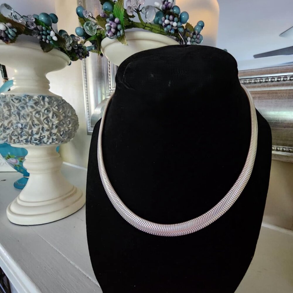 BEAUTIFUL MILOR STERLING SILVER FLAT SNAKE CHAIN NECKLACE 18" FREE SHIPPING
